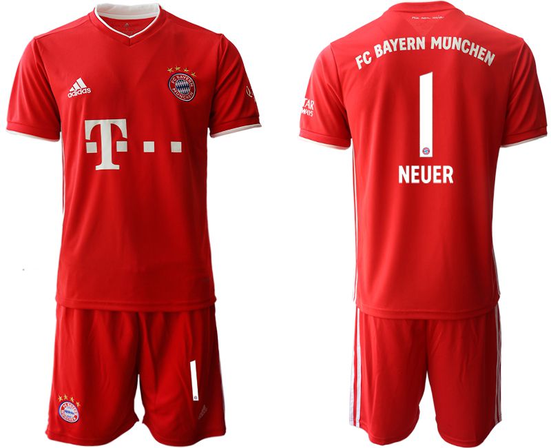 Men 2020-2021 club Bayern Munich home #1 red Soccer Jerseys->bayern munich jersey->Soccer Club Jersey